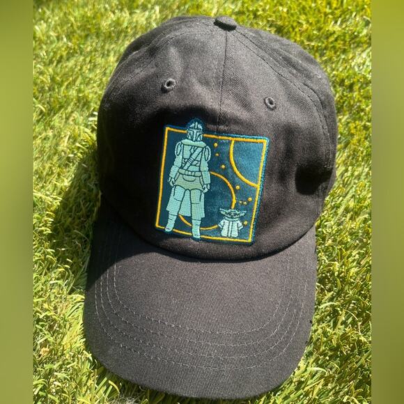 Disney Star Wars Mandalorian Grugu Baby Yoda Black Adjustable SnapBack Dad Hat - Picture 3 of 8